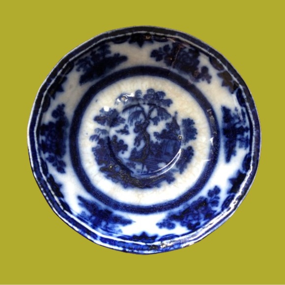 Vintage Other - Vintage antique T Walker ironstone “Hong” flow blue saucer